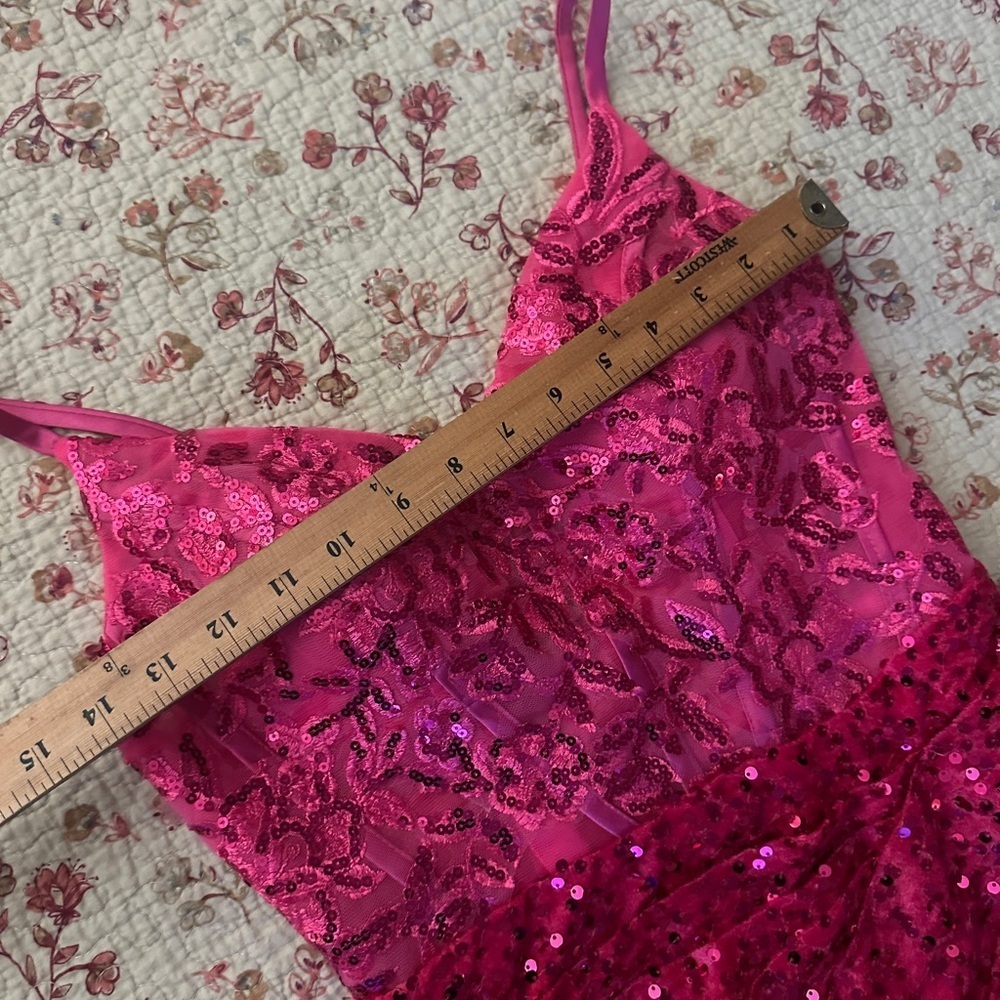 Pink Sequin Formal Mini Dress. New with tags. Barbie pink. Size 4 - Picture 13 of 14
